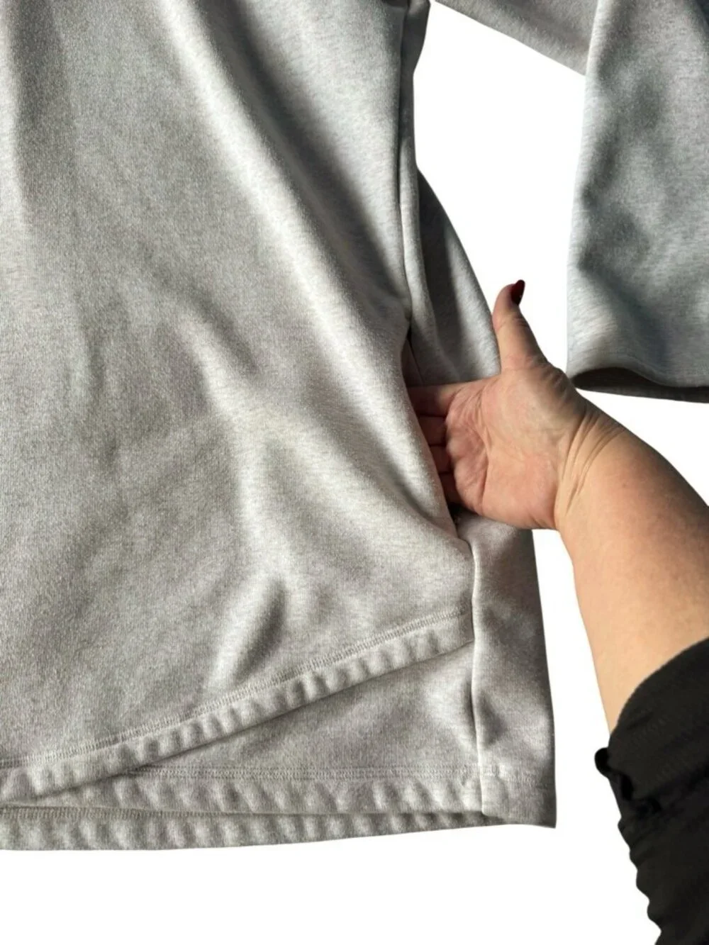 Athleta Cozy Karma Asym Pullover Woman's Sz XL Heather Gray Zip Mock Neck